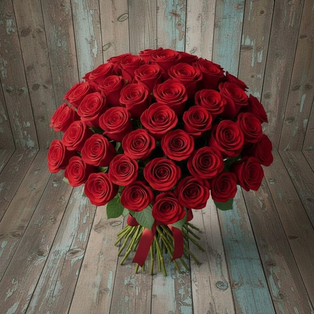 Букет 55 Красных роз Фридом в Колобово