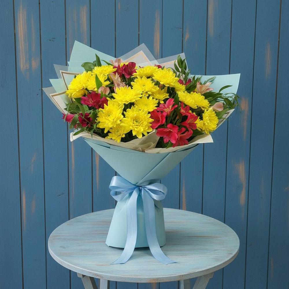 Букет цветов из: Альстромерии и Хризантемы в Колобово
