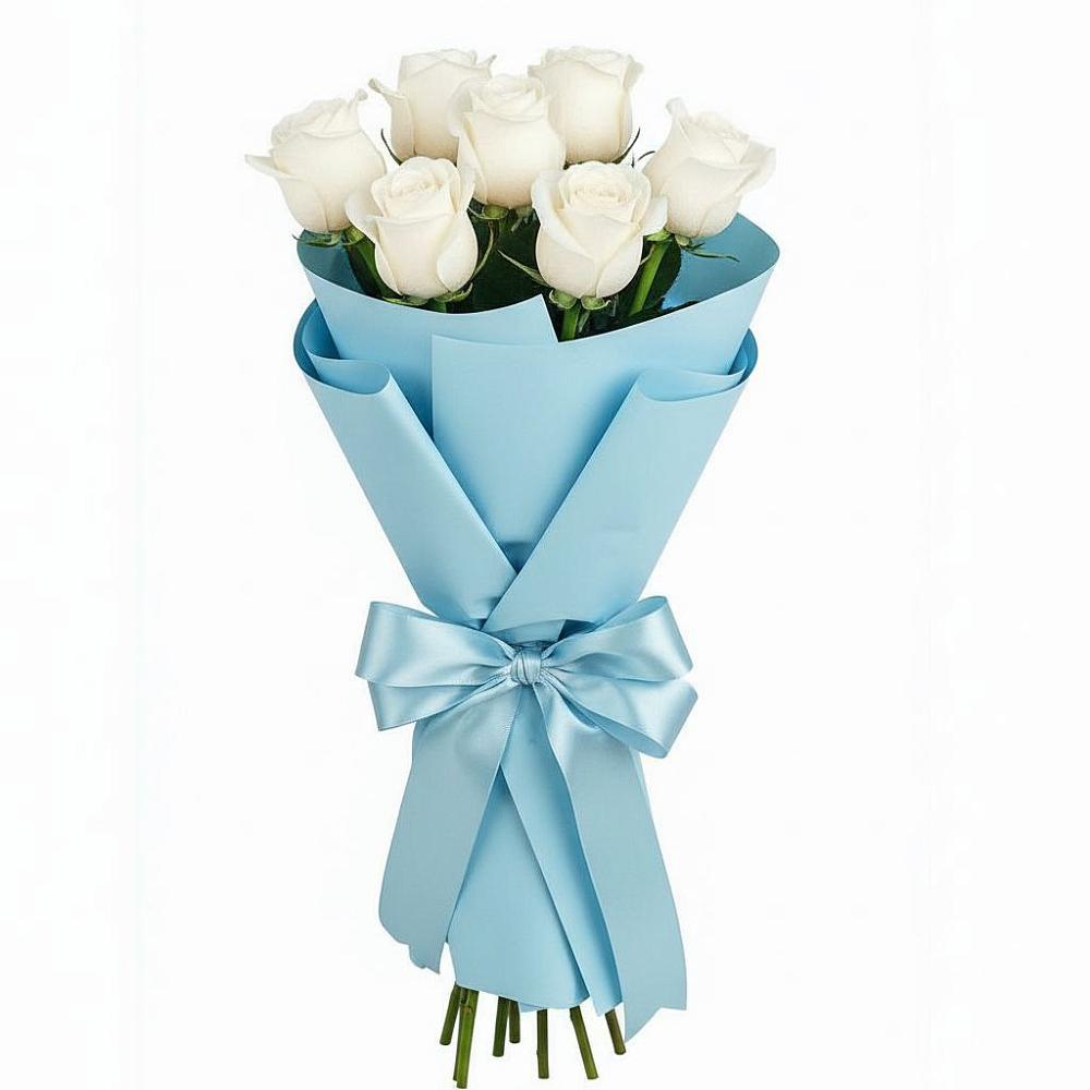 Букет 7 белых роз Проуд в Колобово