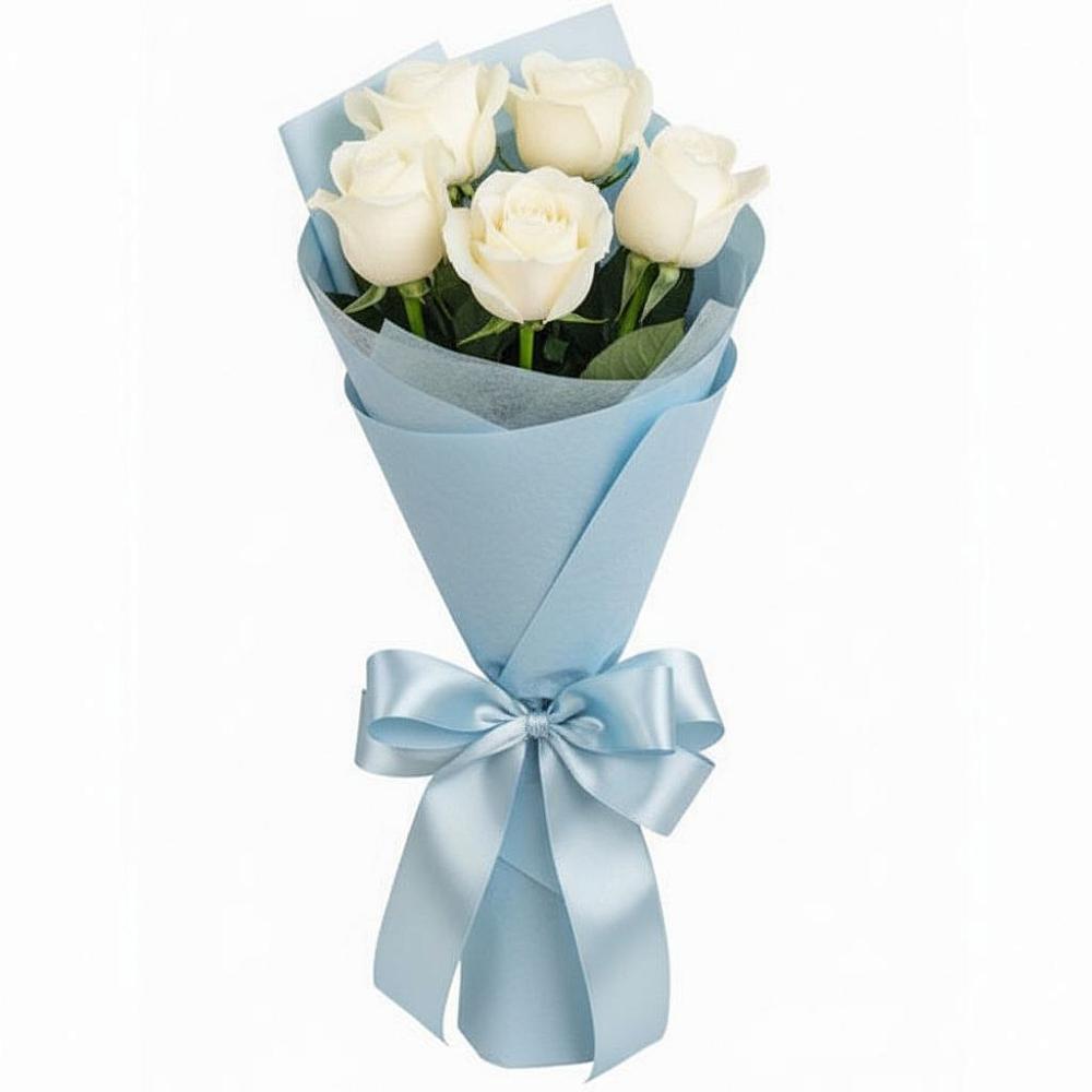 Букет 5 Белых роз Проуд в Колобово