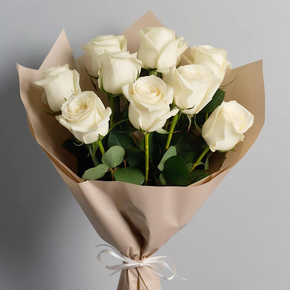 Букет 9 Белых роз Эдлесс Лав в Колобово