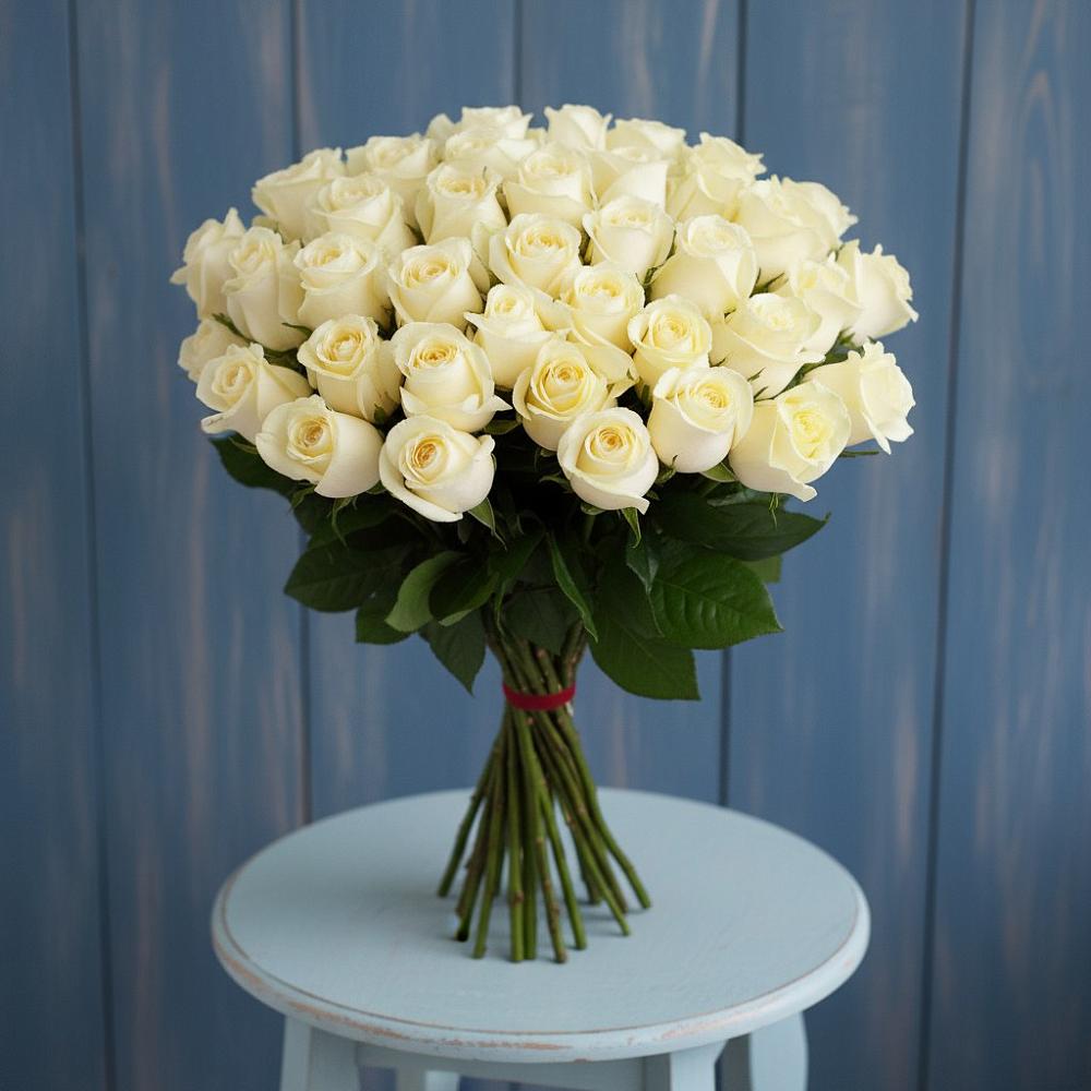 Букет 51 Белая роза Эдлесс Лав в Колобово