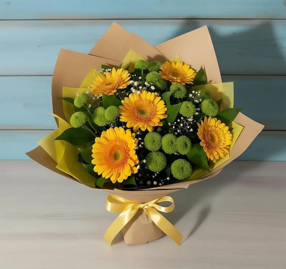 Букет цветов из: Герберы и Хризантемы в Колобово