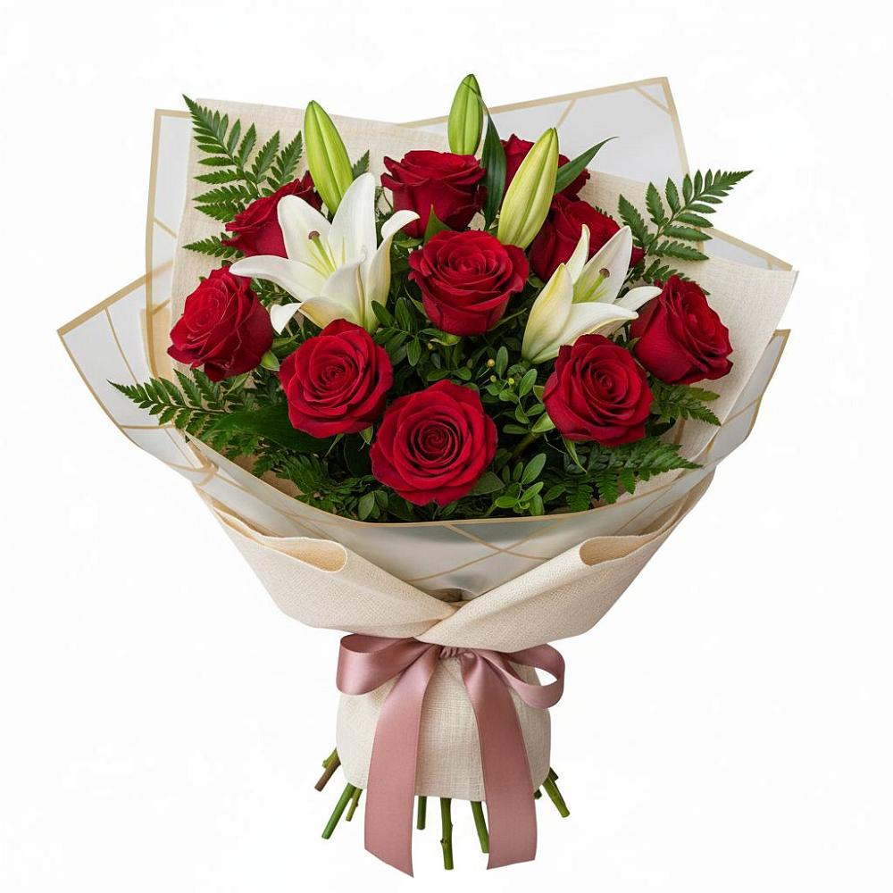 Букет цветов из: Лилии и Розы в Колобово