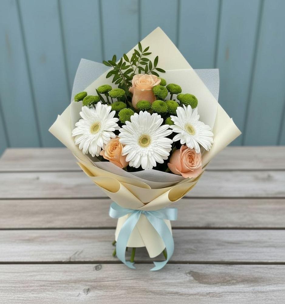 Букет цветов из: Герберы, Розы и Хризантемы в Колобово