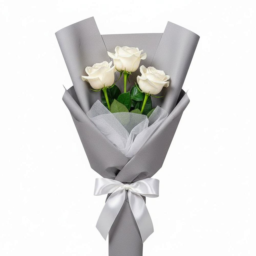 Букет 3 белые розы в Колобово
