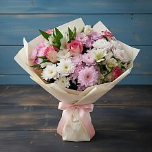 Букет цветов из:  Хризантемы, Альстромерии и Розы в Колобово