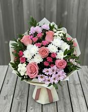 Букет цветов из:  Альстромерии, Гвоздики, Розы и Хризантемы в Колобово