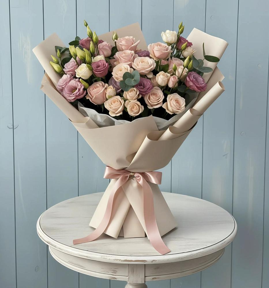 Букет цветов из: Розы и Лизиантусы в Колобово