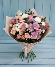 Букет цветов из:  Хризантемы, Розы и Альстромерии в Колобово