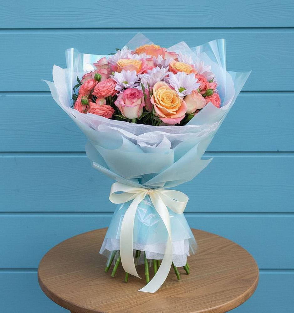 Букет цветов из: Хризантемы и Розы в Колобово